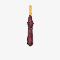 Check Folding Umbrella in Black/poppy red | Burberry® Official