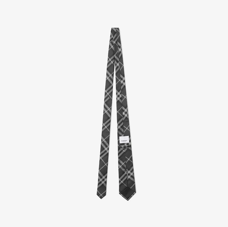Check Silk Tie in Charcoal Grey - Men | Burberry® Official