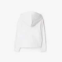 Check Trim Cotton Zip Hoodie in White | Burberry® Official
