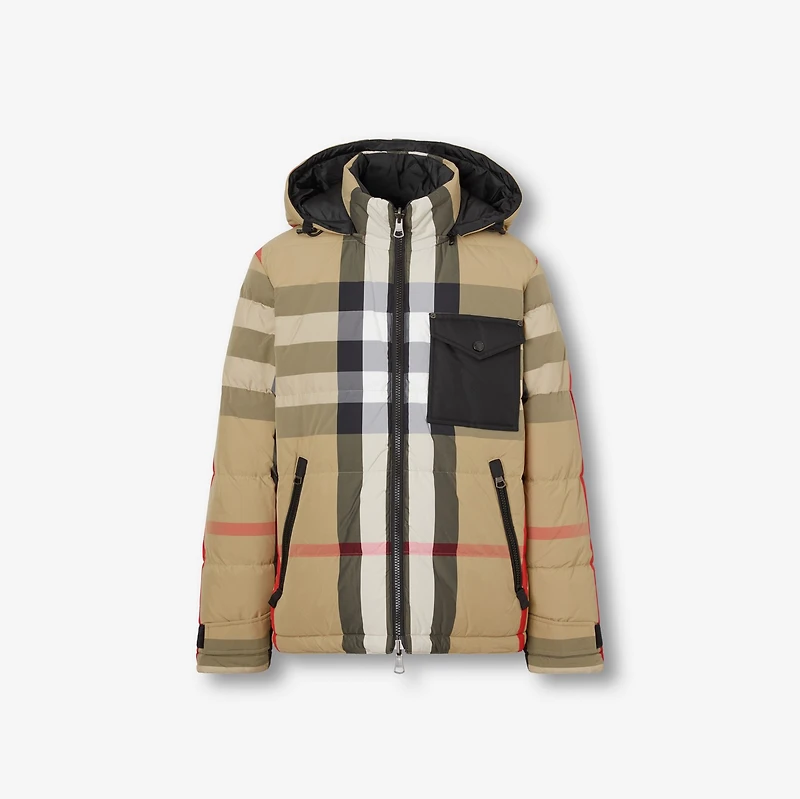 Reversible Check Puffer Jacket in Archive beige/black - Men | Burberry® Official