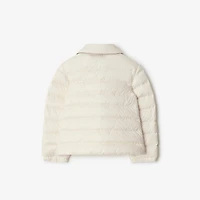 Checker-tape Nylon Puffer Jacket in Rain white | Burberry® Official