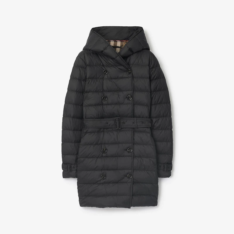 Short Nylon Hooded Puffer Coat in Black - Women | Burberry® Official