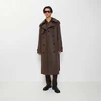 Long Check Collar Silk Cotton Trench Coat in Shade brown - Men | Burberry® Official