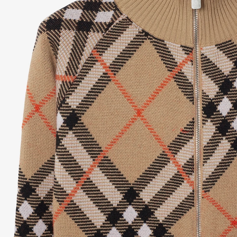 Check Wool Mohair Blend Jacket in Sand - Women, Nylon | Burberry® Official