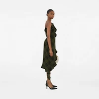 Check Silk Wrap Dress in Oil - Women | Burberry® Official