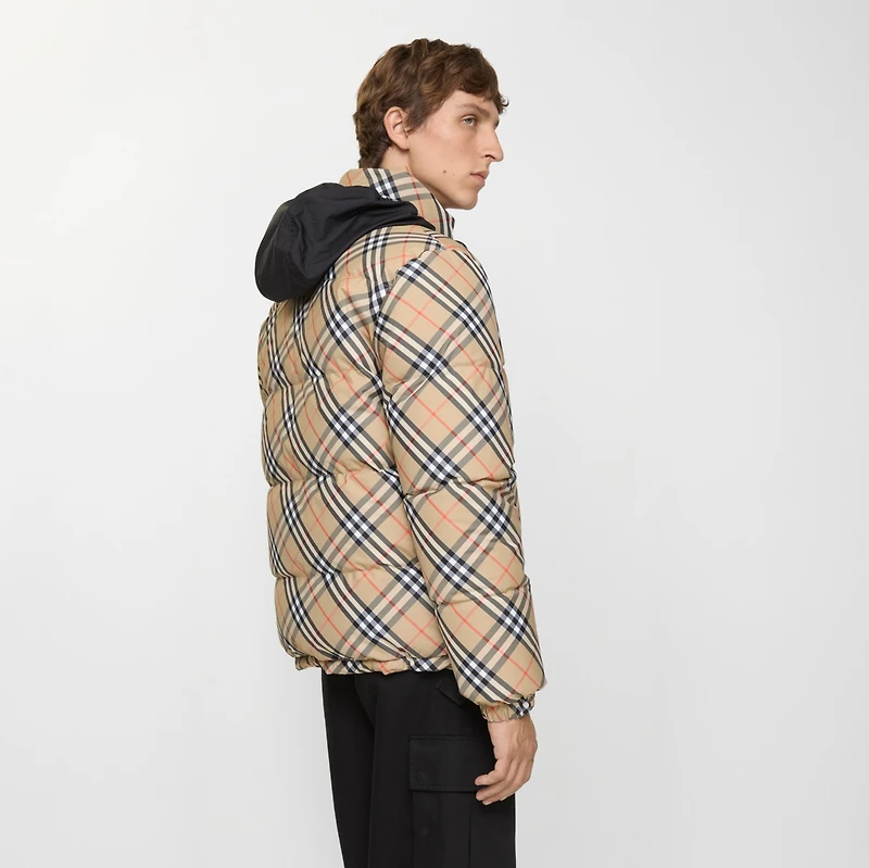 Reversible Check Puffer Jacket in Sand - Men | Burberry® Official