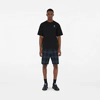 Check Stretch Cotton Blend Shorts in Ink - Men, Nylon | Burberry® Official