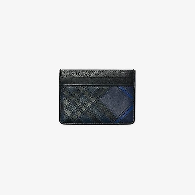 Check Intarsia Card Case in Storm blue - Men | Burberry® Official