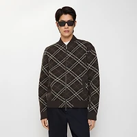 Check Wool Cashmere Bomber Jacket in Truffle brown - Men | Burberry® Official