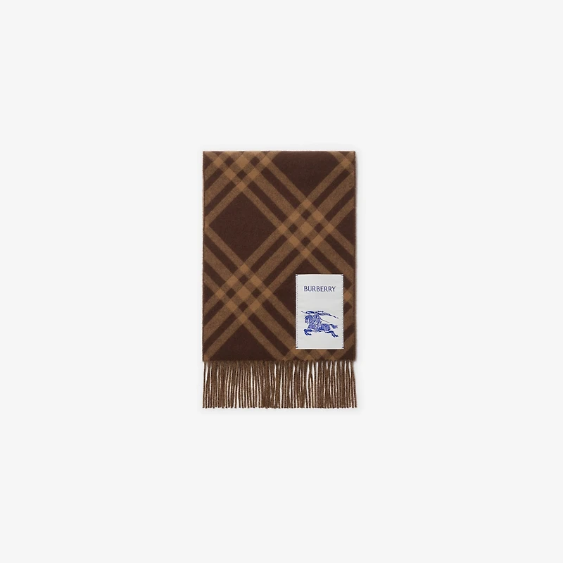 Check Cashmere Scarf in Treacle brown | Burberry® Official