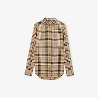 Slim Fit Check Stretch Cotton Shirt in Archive beige - Women | Burberry® Official
