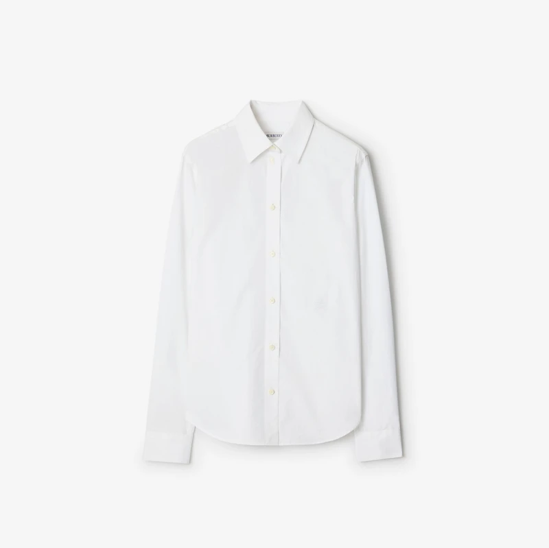 Regular Fit Cotton Poplin Formal Shirt in White - Women | Burberry® Official