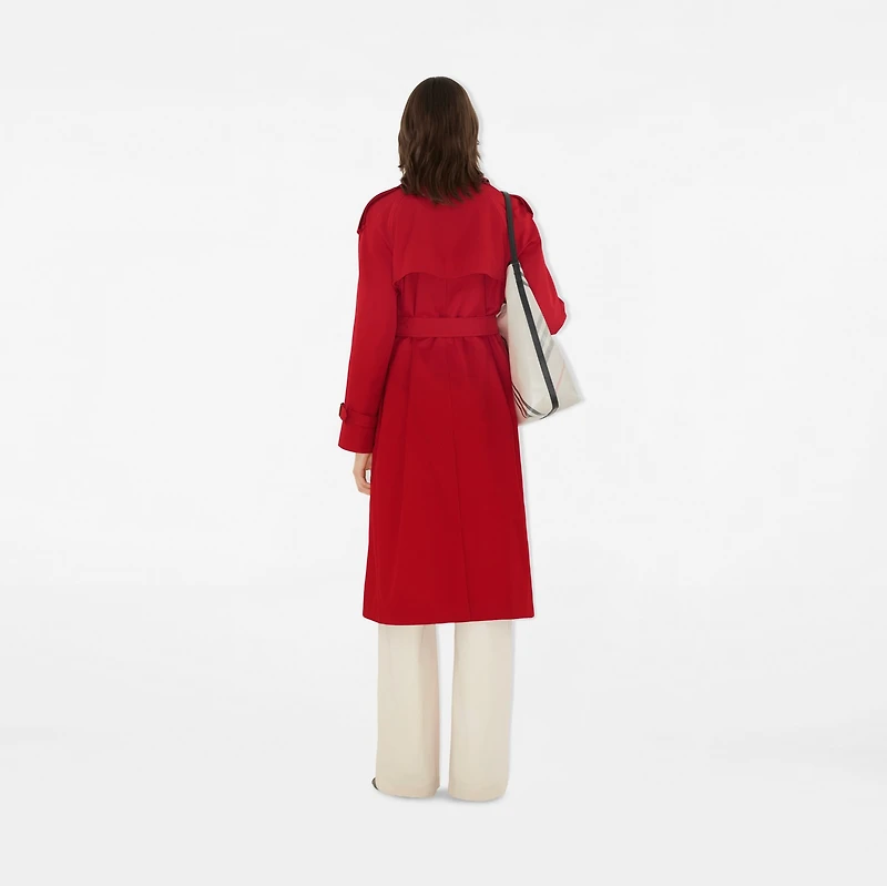 Long Castleford Trench Coat in Currant - Women, Cotton | Burberry® Official