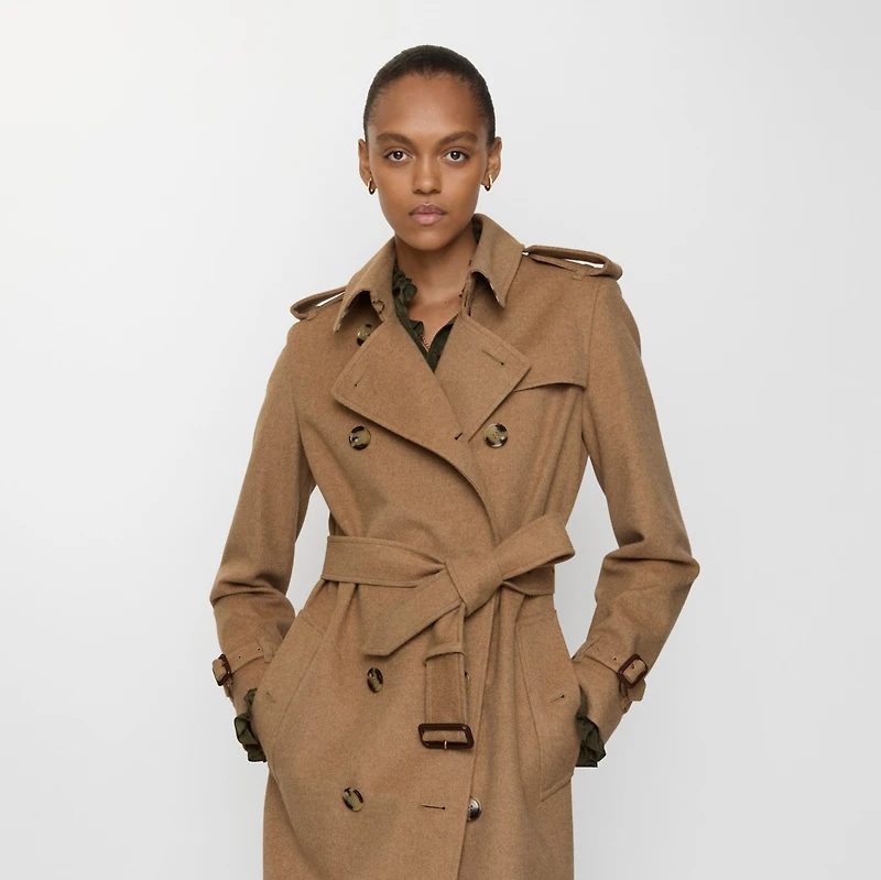 Long Cashmere Kensington Trench Coat in Camel beige - Women | Burberry® Official