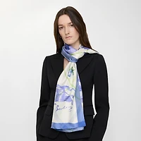 Wide Watercolour Check Silk Scarf in Cornflower blue | Burberry® Official