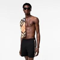 Check Trim Swim Shorts in Black - Men, Nylon | Burberry® Official