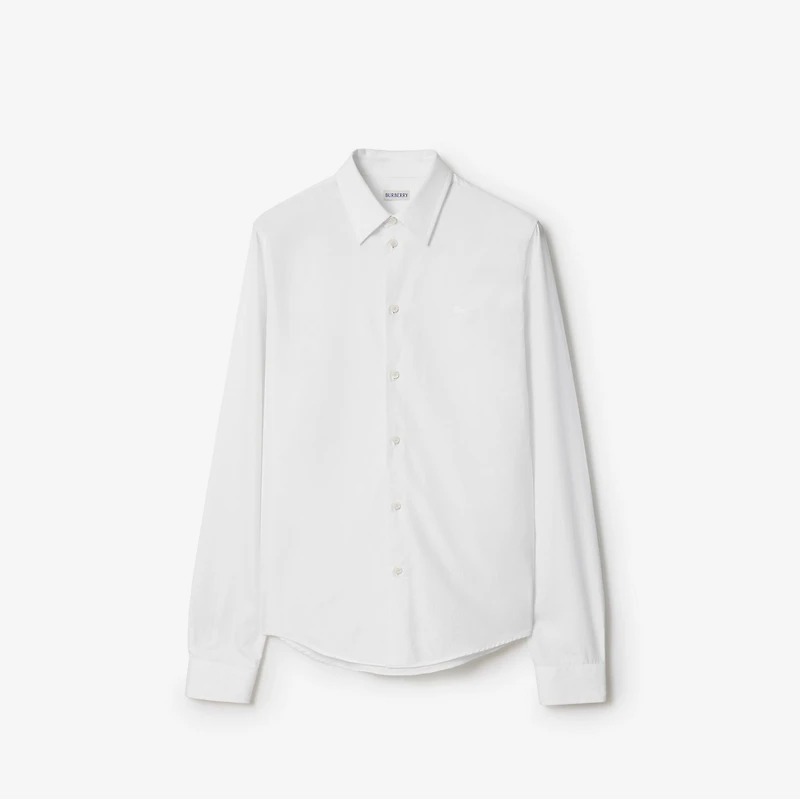Regular Fit Cotton Poplin Shirt in Optic white - Men | Burberry® Official