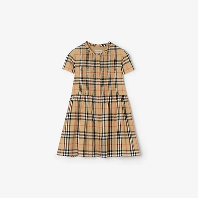 Check Cotton Dress in Sand beige | Burberry® Official