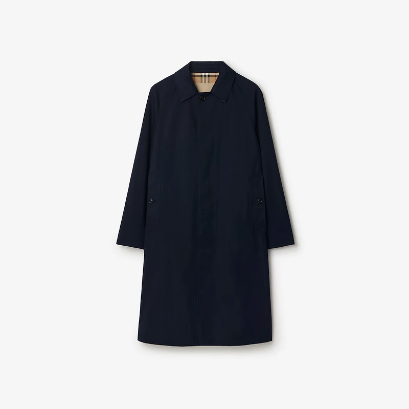 Long Camden Heritage Car Coat in Coal blue - Men, Cotton Gabardine | Burberry® Official