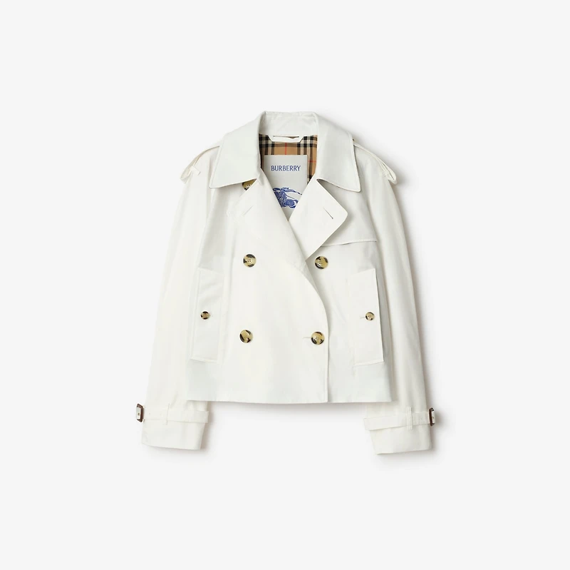 Cropped Tropical Gabardine Mayfair Trench Jacket in Cotton white - Women | Burberry® Official
