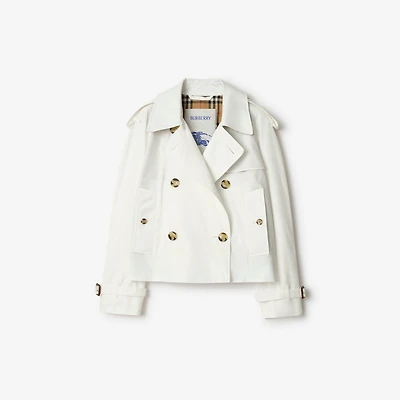 Cropped Tropical Gabardine Mayfair Trench Jacket in Cotton white - Women | Burberry® Official