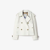 Cropped Tropical Gabardine Mayfair Trench Jacket in Cotton white - Women | Burberry® Official