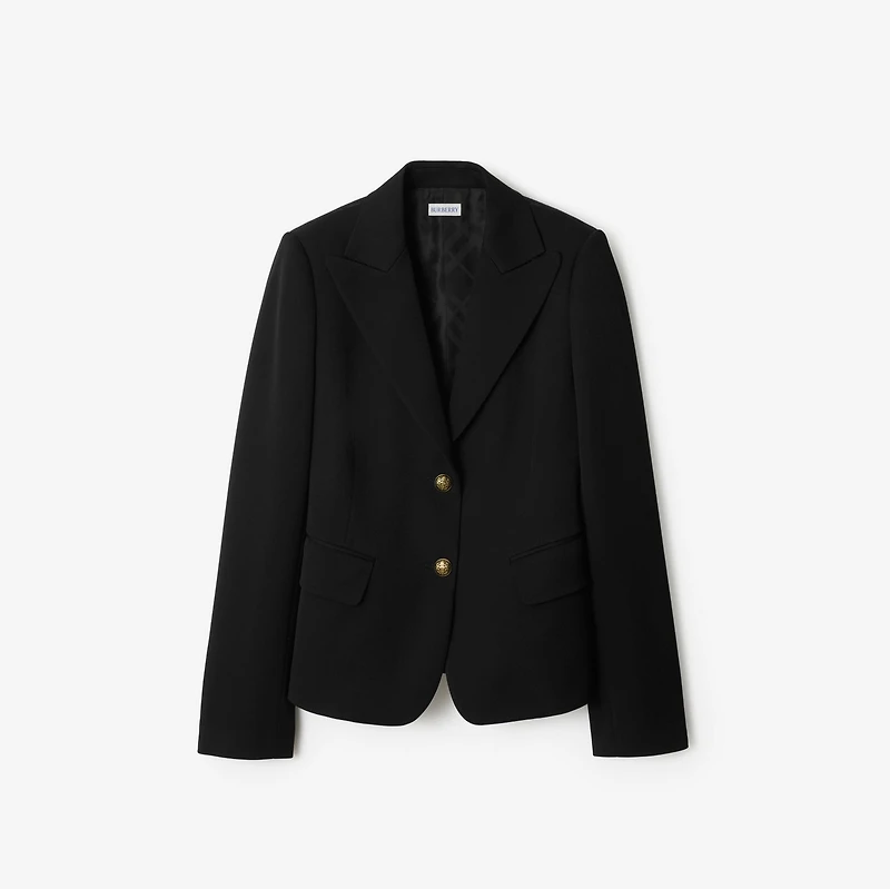 Grain de Poudre Wool Tailored Jacket in Black - Women | Burberry® Official