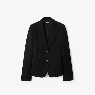 Grain de Poudre Wool Tailored Jacket in Black - Women | Burberry® Official
