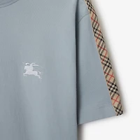 Check Trim Cotton T-shirt in Gale grey - Men | Burberry® Official