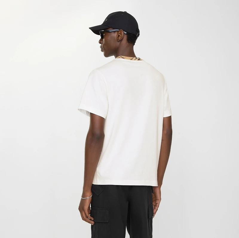 Check Trim Cotton T-shirt in Chalk white - Men | Burberry® Official