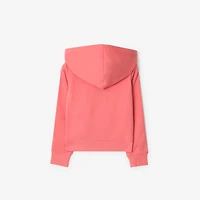 Check Trim Cotton Zip Hoodie in Pale hibiscus | Burberry® Official