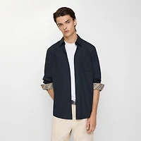 Regular Fit Cotton Poplin Shirt in Navy - Men | Burberry® Official