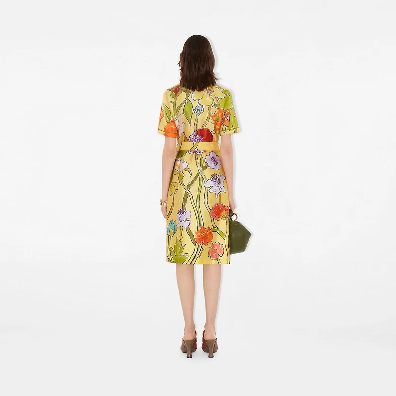 Highgrove Cascading Flowers Silk Shirt Dress in Buttermilk - Women | Burberry® Official