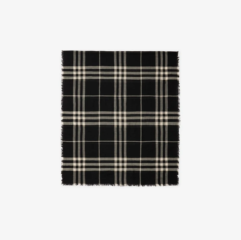 Wide Check Wool Scarf in Black/calico | Burberry® Official