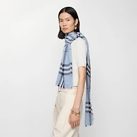 Wide Check Wool Scarf in Bank blue | Burberry® Official