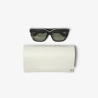 Inlaid Check Square Sunglasses in Dark khaki - Women | Burberry® Official