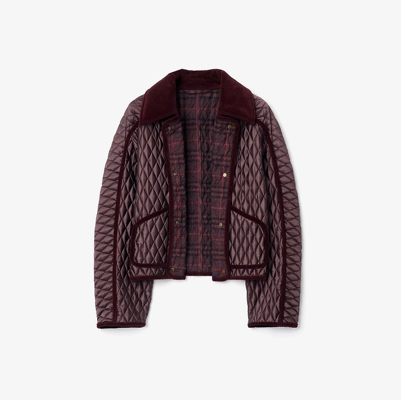 Cropped Quilted Nylon Floriston Jacket in Mahogany brown - Women | Burberry® Official