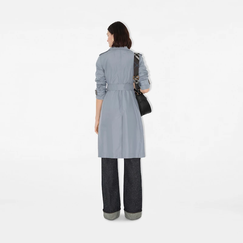 Long Silk Trench Coat in Gale - Women | Burberry® Official