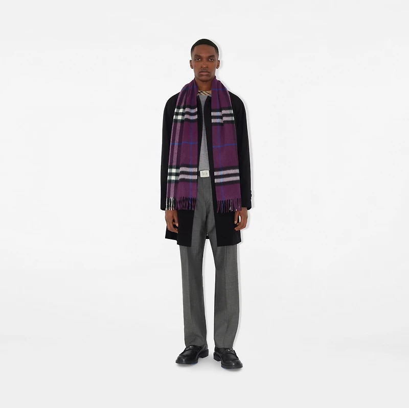 Check Cashmere Scarf in Pansy | Burberry® Official