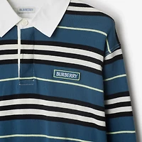 Long-sleeve Striped Cotton Polo Shirt in Anchor - Men | Burberry® Official
