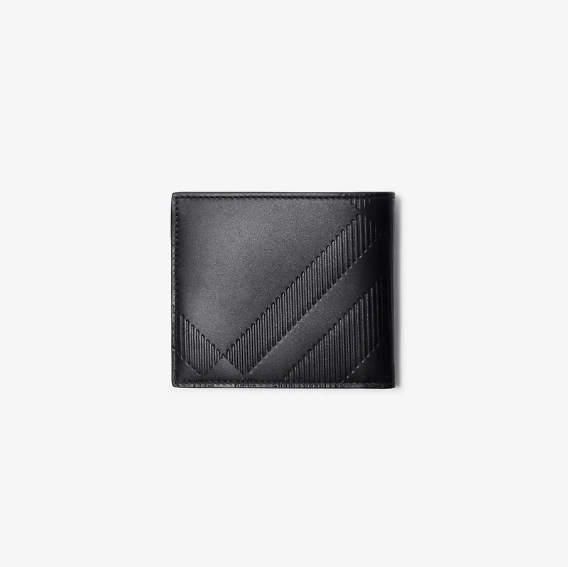 Embossed Check Bifold Wallet in Black - Men | Burberry® Official