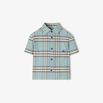 Check Cotton Oxford Shirt in Misty blue | Burberry® Official