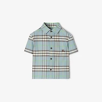 Check Cotton Oxford Shirt in Misty blue | Burberry® Official