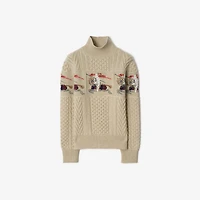 Knight Aran Knit Wool Sweater in Beige melange - Women | Burberry® Official