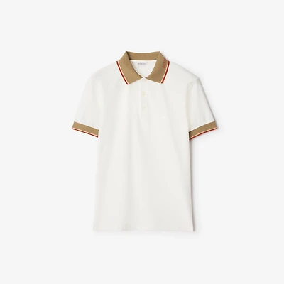 Logo Collar Cotton Polo Shirt in Chalk white