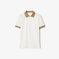 Logo Collar Cotton Polo Shirt in Chalk white