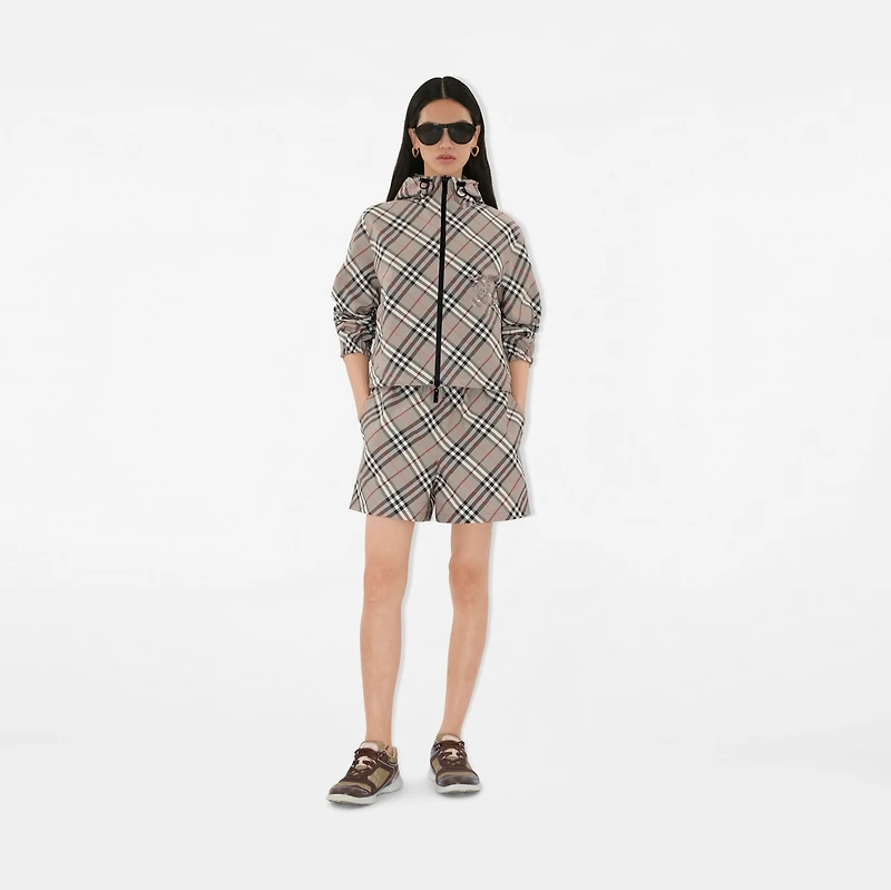 Check Shorts in Mauve grey - Women, Nylon | Burberry® Official