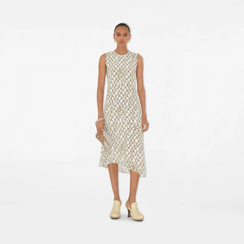 Knot Silk Dress in Thatch - Women | Burberry® Official