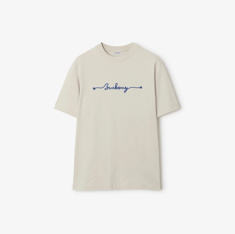 Knot Logo Cotton T-shirt in Sail - Men | Burberry® Official