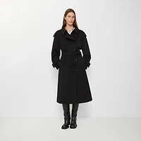 Long Gabardine Fitzrovia Trench Coat in Black - Women, Cotton Gabardine | Burberry® Official
